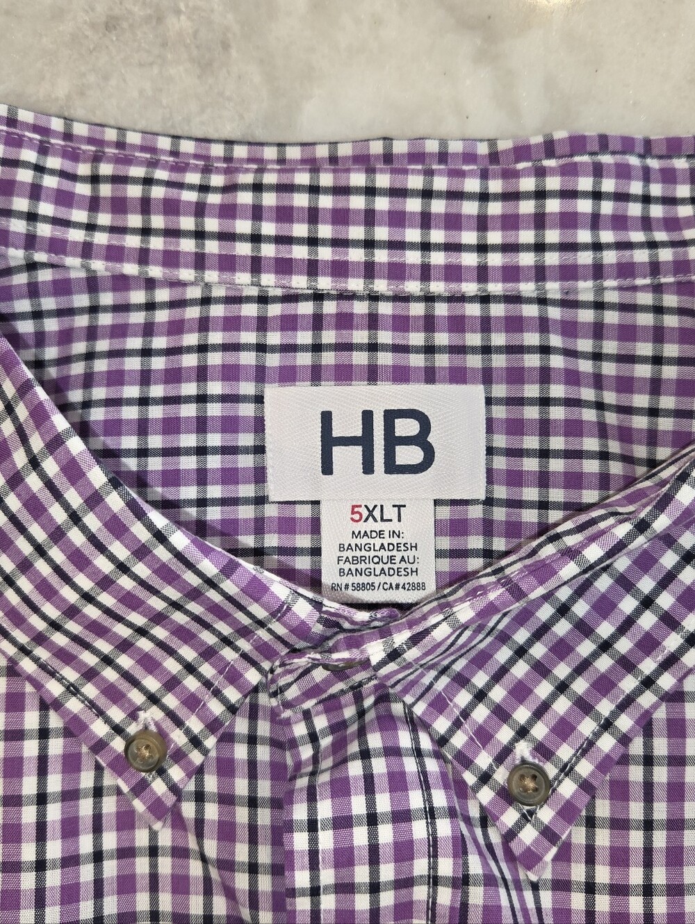 Harbor BAY Men’s Purple Check Button-Down Shirt - 5XLT